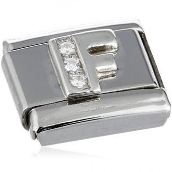 Letter F Acciaio Argento – Zircone Bianco Composable