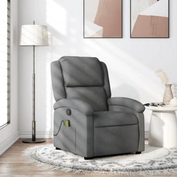 Sillón reclinable de masaje en tela gris oscuro