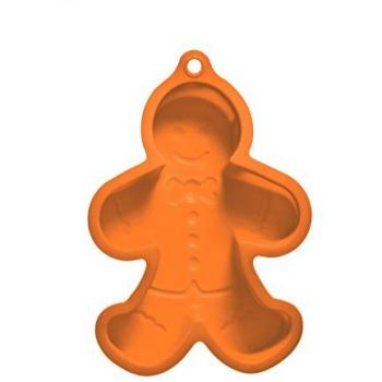 Orsina Festive Orange Gingerbread Man Cake Mold – Christmas & Party Silicone Kitchen Tool
