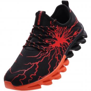BRONAX Herren Sportschuhe Schnürschuhe Atmungsaktiv Moderne Freizeit Sneaker Schuhe Outdoor Laufschuhe Low-Top Bequeme Turnschuhe Gymnastikschuhe Männer Jungen Orange Schwarz 44 EU