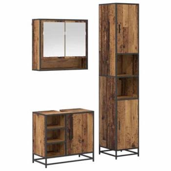 Retro Engineered Wood Bathroom Furniture Kit – 3 Door Units (vidaXL)