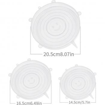 Cubiertas elásticas de silicona para envolver comida, 3 piezas