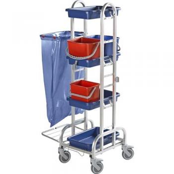EUROKRAFTpro Stainless Steel Cleaning Service Trolley with 6L Bucket