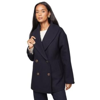 Wallis Double-Breasted Navy Mid-Coat for Women (Size 18)
