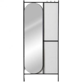 Attaccapanni con Specchio in Ferro Nero 70 x 4 x 160,5 cm
