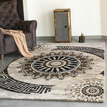 Tapis VIMODA Traditionnel 160x230 cm Marron en Fibres Naturelles