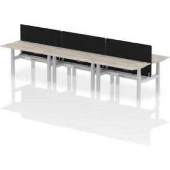 Air 1400 x 800mm Height Adjustable 6 Person Bench Desk with Durable MDF Worktop and Modesty Panel
