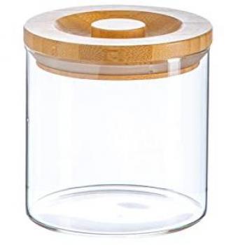 Scandi Glass Storage Jar with Wooden Lid