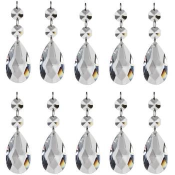 BronaGrand Clear Teardrop Crystal Beads – 10‑Pack Glass Pendants