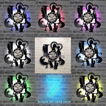 Gato Luminiscente: Reloj de Vinilo Retro