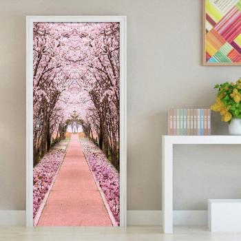 Papier peint 3D cerisier pour porte