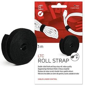 LTC ROLL Cable Tie Strip – 3 m × 16 mm Black Velour, Double‑Sided