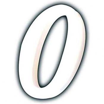 Chiffre 0 blanc en papier mâché 1,5x7,7x12 cm