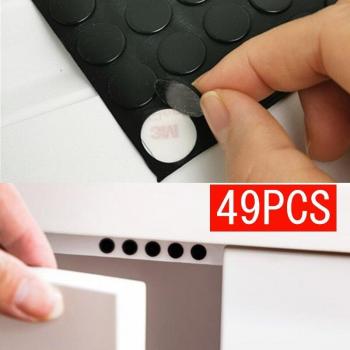 Selbstklebende Türstopper aus Gummi, 15x2mm, 49 Stück Schwarz
