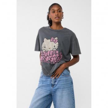 Oversize-Shirt Hello Kitty in Graumeliert von Stradivarius M