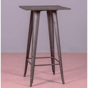 Mesa Alta Nest Dream en Acero Desgastado y Madera Dark Wood