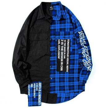 Chemise à carreaux homme, ourlet incurvé, style décontracté