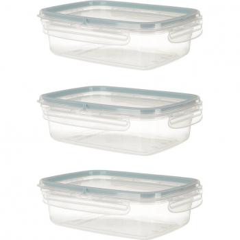 Snips Triple Pack 0,60 L Contenedores Alimenticios – Forma Rectangular – Made in Italy – BPA Free – Azul