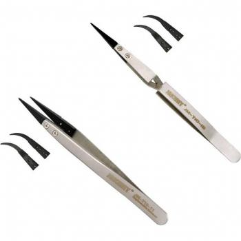 JAKEMY JM-T10-11 – pincettes antistatiques avec poignée en acier inoxydable et pointes en plastique remplaçables