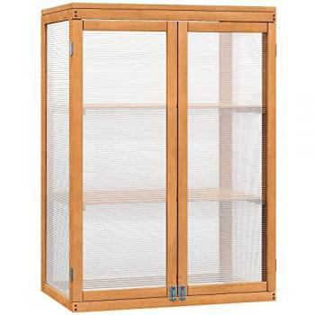 Outsunny 2 Shelves Wooden Cold Frame Grow House Greenhouse Outdoor Storage
