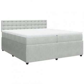 VidaXL Lova: 200x200 Gray Aksomas Spring Bed Unit