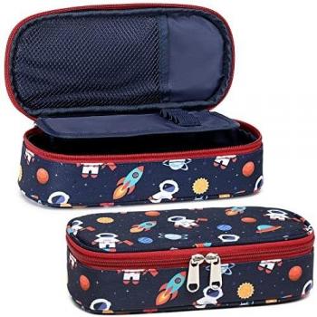 Pencil Case for Boys, Bagseri Large Capacity Pen Pouch with Double Zip Closure Stationery Desk Organizer for Kids School Office Supplies