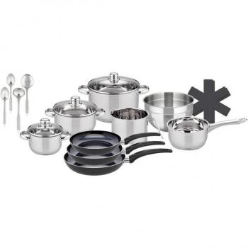 ELO BASIC Galactica Topf-Set – 5 Töpfe, 3 Pfannen, 1 Schüssel + Zubehör, Edelstahl