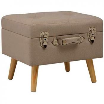 Beige Fabric Storage Ottoman 40 cm