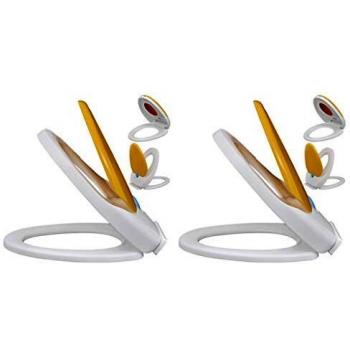 Soft Close Toilet Seats 2 pcs Plastic White and Yellow by vidaXL