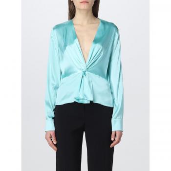 PINKO Women's Green Front Knot Blouse