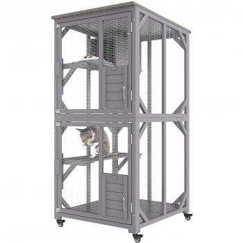 Vevor Large 3-Tier Cat Catio with Rest Box and Casters