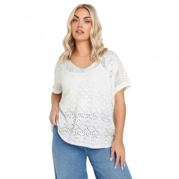 Yours Women's Pointelle Knitted Top – White, 18‑20