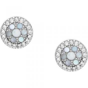 Pendientes Fossil de plata con madreperla y cristales