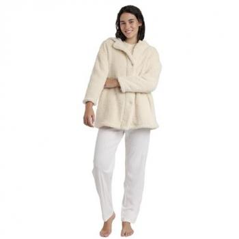 Bata de Mujer Calentita con Capucha y Cierre de Botones Admas Comfort Home Beige XL
