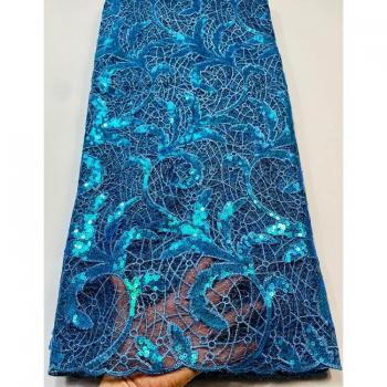 Nigerian Embroidered Lace Fabric with Sequins VSH078