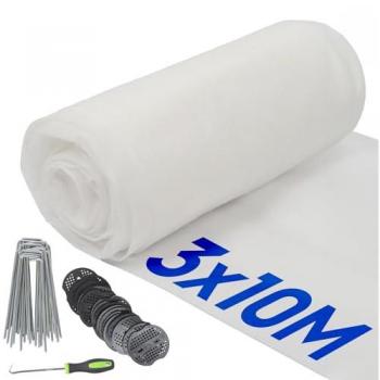 WeedStop 50gsm Fabric Kit – 3m by 10m with Fastening Pegs & Plates