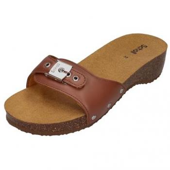 Scholl PESCURA HEEL CORK Elegante Pantoletten Cognac