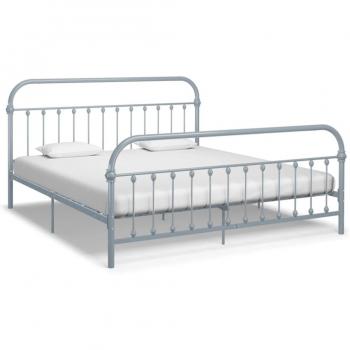 Cadre de lit en métal gris 180x200 cm sans matelas