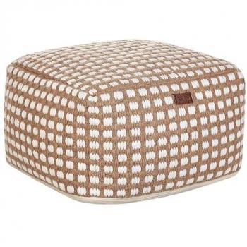 Quadratischer Pouf Beige-Weiß aus Baumwolle 50 x 50 x 35 cm für stilvolle Wohnräume
