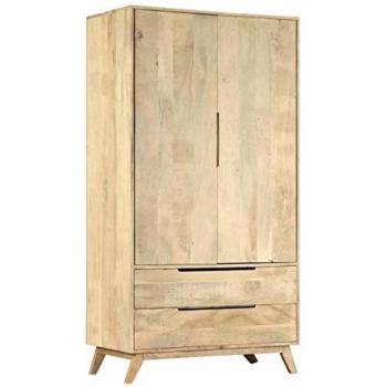 Garde-Robe avec 2 Tiroirs et 2 Portes en Bois de Manguier