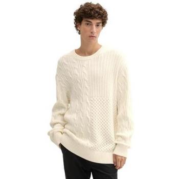 Tom Tailor Denim Herren Pullover, Relaxed Fit, weiß