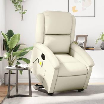 VidaXL Massagesessel Creme Kunstleder elektrisch