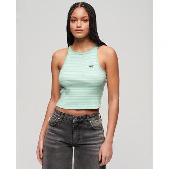 Camiseta Superdry Essential Logo Stripe Tirantes Azul Turquesa Mujer