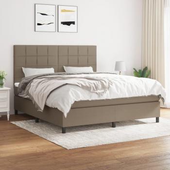 VidaXL Cama box spring con colchón tela gris taupe 160x200 cm