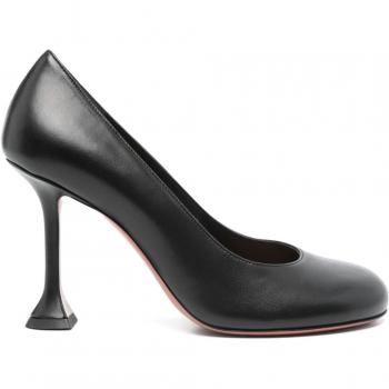 Amina Muaddi Women's Black Leather Pumps Size 7 US / 37 EU / 4 UK