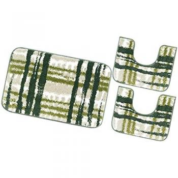 Tappeto Bagno Set 3 Pezzi Antiscivolo Lavabile Morbido Verde