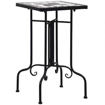 VidaXL Table de jardin mosaïque noir et blanc céramique