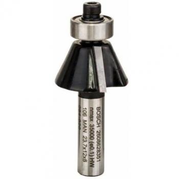 Fresa de biselado 8 mm, D1 23,7 mm, B 5,5 mm, L 12 mm, G 54 mm, 25°