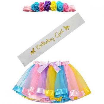 Diadema con Lazo y Mini Falda de Tul para Niñas de 3 a 7 Años