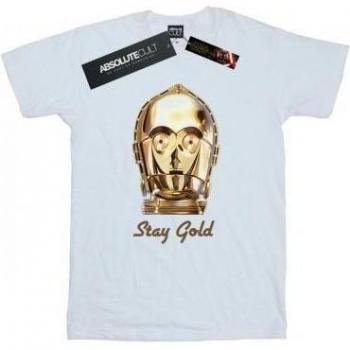 T-shirt Star Wars per ragazze C-3PO Stay Gold in cotone bianco